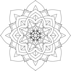 Easy Mandala coloring book simple and basic for beginners, seniors and children. Set of Mehndi flower pattern for Henna drawing and tattoo. Decoration in ethnic oriental, Indian style.
