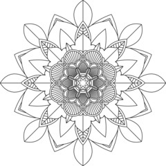 Easy Mandala coloring book simple and basic for beginners, seniors and children. Set of Mehndi flower pattern for Henna drawing and tattoo. Decoration in ethnic oriental, Indian style.