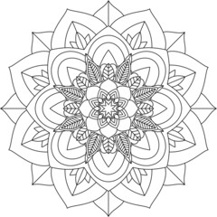 Easy Mandala coloring book simple and basic for beginners, seniors and children. Set of Mehndi flower pattern for Henna drawing and tattoo. Decoration in ethnic oriental, Indian style.