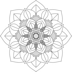 Easy Mandala coloring book simple and basic for beginners, seniors and children. Set of Mehndi flower pattern for Henna drawing and tattoo. Decoration in ethnic oriental, Indian style.