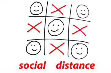 photograph of a drawing ,the concept of social distance