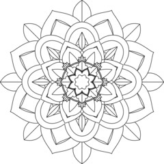 Fototapeta premium Easy Mandala coloring book simple and basic for beginners, seniors and children. Set of Mehndi flower pattern for Henna drawing and tattoo. Decoration in ethnic oriental, Indian style.
