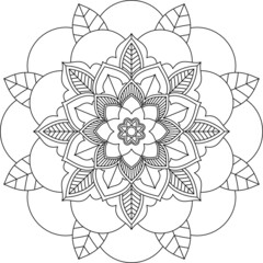 Easy Mandala coloring book simple and basic for beginners, seniors and children. Set of Mehndi flower pattern for Henna drawing and tattoo. Decoration in ethnic oriental, Indian style.