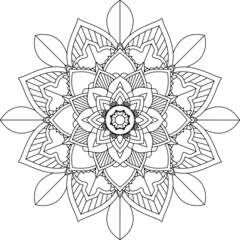 Easy Mandala coloring book simple and basic for beginners, seniors and children. Set of Mehndi flower pattern for Henna drawing and tattoo. Decoration in ethnic oriental, Indian style.