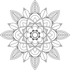 Easy Mandala coloring book simple and basic for beginners, seniors and children. Set of Mehndi flower pattern for Henna drawing and tattoo. Decoration in ethnic oriental, Indian style.