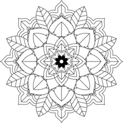 Easy Mandala coloring book simple and basic for beginners, seniors and children. Set of Mehndi flower pattern for Henna drawing and tattoo. Decoration in ethnic oriental, Indian style.