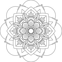 Easy Mandala coloring book simple and basic for beginners, seniors and children. Set of Mehndi flower pattern for Henna drawing and tattoo. Decoration in ethnic oriental, Indian style.