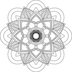Easy Mandala coloring book simple and basic for beginners, seniors and children. Set of Mehndi flower pattern for Henna drawing and tattoo. Decoration in ethnic oriental, Indian style.