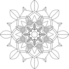 Easy Mandala coloring book simple and basic for beginners, seniors and children. Set of Mehndi flower pattern for Henna drawing and tattoo. Decoration in ethnic oriental, Indian style.