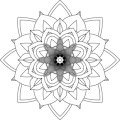 Easy Mandala coloring book simple and basic for beginners, seniors and children. Set of Mehndi flower pattern for Henna drawing and tattoo. Decoration in ethnic oriental, Indian style.