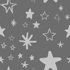 Hand drawn stars seamless pattern. Background texture.