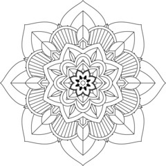 Easy Mandala coloring book simple and basic for beginners, seniors and children. Set of Mehndi flower pattern for Henna drawing and tattoo. Decoration in ethnic oriental, Indian style.