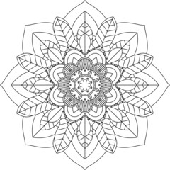 Easy Mandala coloring book simple and basic for beginners, seniors and children. Set of Mehndi flower pattern for Henna drawing and tattoo. Decoration in ethnic oriental, Indian style.