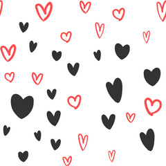 Heart doodles texture. Hand drawn valentine's day pattern. Hearts background.