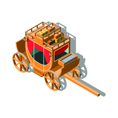 Abstract Isometric 3D Carriage Retro Transport Vector Design Style