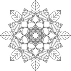 Easy Mandala coloring book simple and basic for beginners, seniors and children. Set of Mehndi flower pattern for Henna drawing and tattoo. Decoration in ethnic oriental, Indian style.