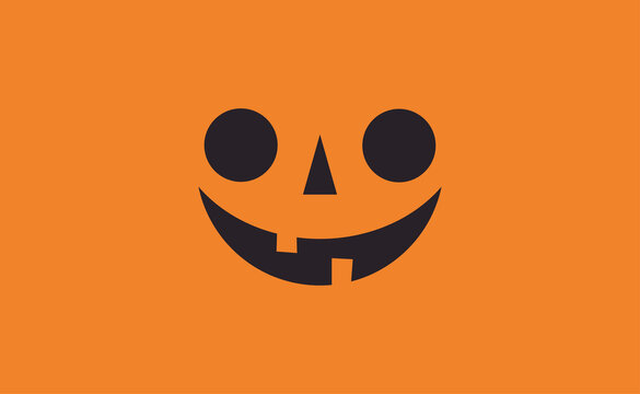 Halloween pumpkin face icon. Carved Jack-o-lantern cartoon illustration.