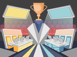 Cybersport arena. Team Competition Vector Illustration