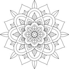 Easy Mandala coloring book simple and basic for beginners, seniors and children. Set of Mehndi flower pattern for Henna drawing and tattoo. Decoration in ethnic oriental, Indian style.