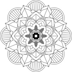 Easy Mandala coloring book simple and basic for beginners, seniors and children. Set of Mehndi flower pattern for Henna drawing and tattoo. Decoration in ethnic oriental, Indian style.