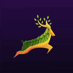 colorful deer and leaf logo