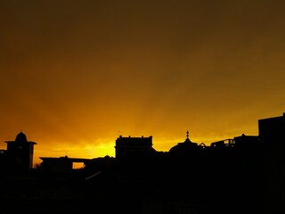 Obraz premium city castle at sunset