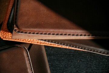 close up of a leather piece
