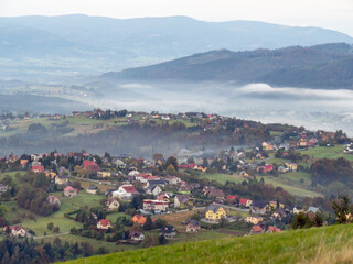 Fototapeta na wymiar Koniakow, village in the Beskidy Mountains, commune of Istebna, Poland