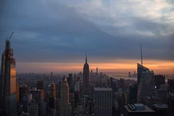 Foto del skyline de Nueva York con el atardecer