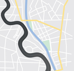 Main road on map. navigation concept. vector