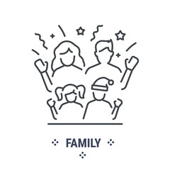 Vector graphic illustration on a white background. Concept icon in line design. Family. Symbol, sign, logo, emblem.