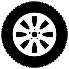 Fototapeta premium Round circle with floral pattern denoting car wheel icon 