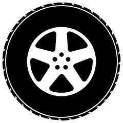 
Round circle with floral pattern denoting car wheel icon
