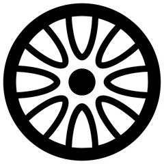 Obraz premium Round circle with floral pattern denoting car wheel icon 