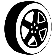 Obraz premium Round circle with floral pattern denoting car wheel icon 