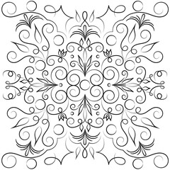 vector illustration background image vintage pattern of black contour lines on a white background in the form of intertwining branches and leaves