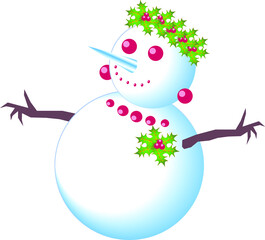 snow girl happy and cute snowman