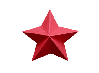 A red origami star on white