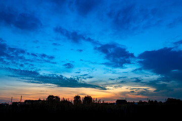 Sky background on sunset. Nature composition. Summer background.