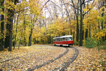 Plakat autumn tram