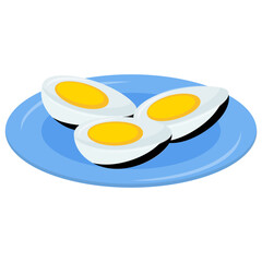 
A plate of hard boiled eggs in two halves 
