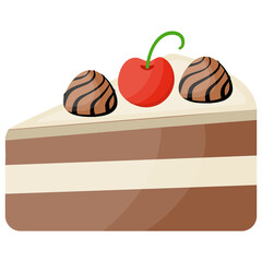 

A icon vector presenting cheesecake slice with chocolate icing 

