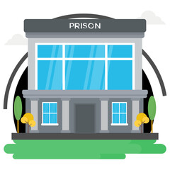 
Flat design icon of front view prison 
