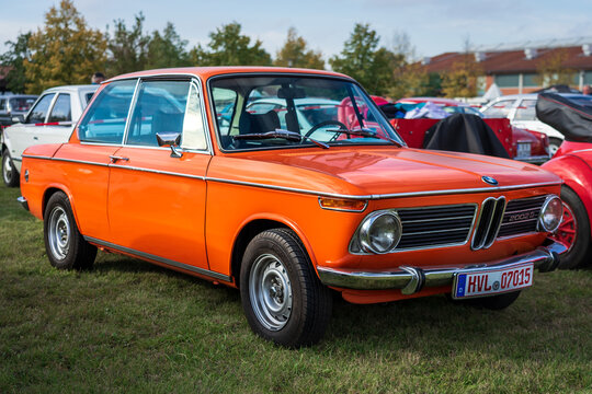 PAAREN IM GLIEN, GERMANY - OCTOBER 03, 2020: Compact executive car BMW 2002 ti, 1969. Die Oldtimer Show 2020.