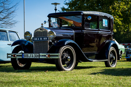 PAAREN IM GLIEN, GERMANY - OCTOBER 03, 2020: The retro car Ford Model A Tudor Sedan, 1930. Die Oldtimer Show 2020.