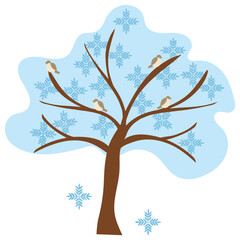 
Beautiful winter tree having frosty branches in winter season
