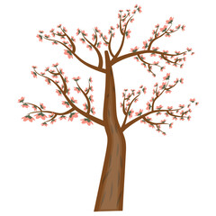 Fototapeta na wymiar A flowering seasonal spring tree, flat icon vector 