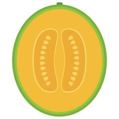 
A fleshy fruit with seeds depicting honeydew 
