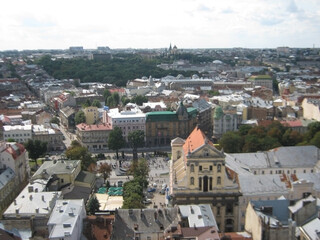 Fototapeta na wymiar Panorama of the city of Lviv. View from above. Ukraine. Europe