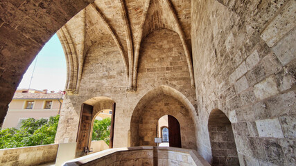 Interior medieval tower of Los Serrano in Valencia, Spain